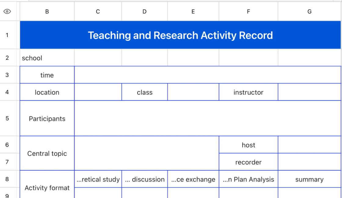 Teaching and Research Activity Record